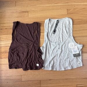 Vuori Women's Chocolate Brown and Light Gray Tank Tops - selling as a pair.